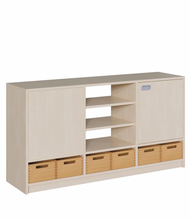 K Raumteilerschrank 80 cm, 2 Türen/Regal/6 Kästen